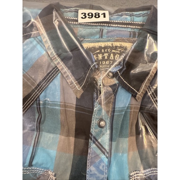 SHIRT BKE Buckle Men MEDIUM  L/S VTG Standard Fit Western Pearl Snap - Picture 9 of 9